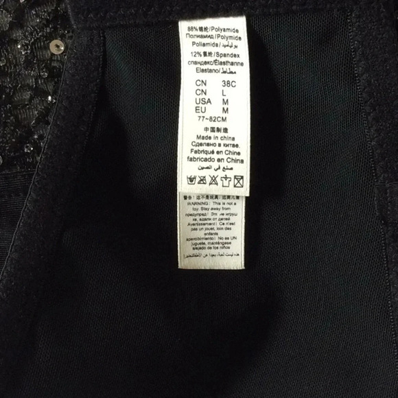 Black Sequined Bra Top w/ Removable Straps Medium - Picture 5 of 6